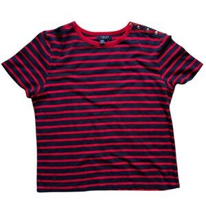 Women's Chaps SS striped Tee with Button Accents Size XL
